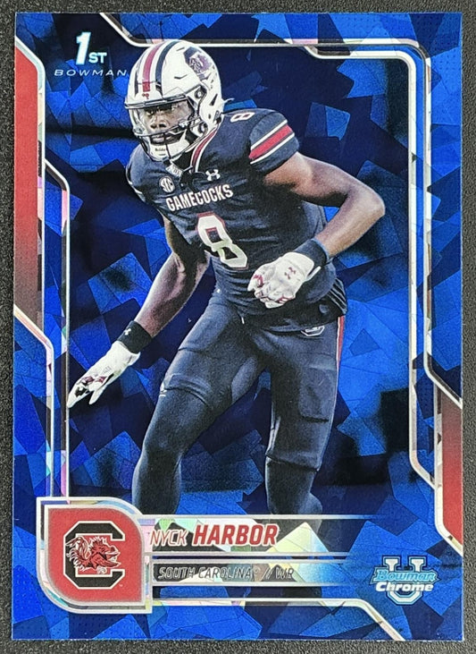 NYCK HARBOR 2025 BOWMAN CHROME UNIVERSITY SAPPHIRE #82 1ST PROSPECT GAMECOCKS