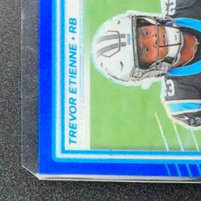 2025 Panini Donruss Optic Trevor Etienne #222 Rated Rookie Blue Hyper Prizm