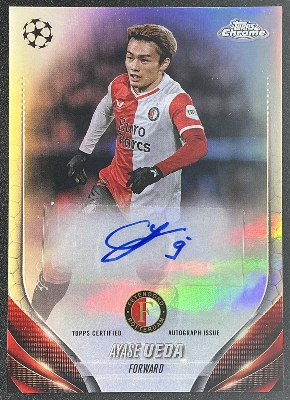 AYASE UEDA 2023-24 TOPPS CHROME UEFA CLUB COMPETITIONS #CA-AU AUTO FEYENOORD