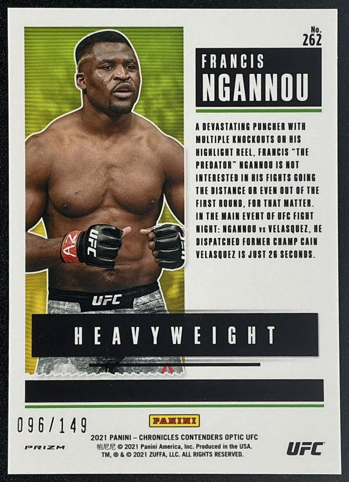 FRANCIS NGANNOU 2021 PANINI CHRONICLES UFC #262 RED /149