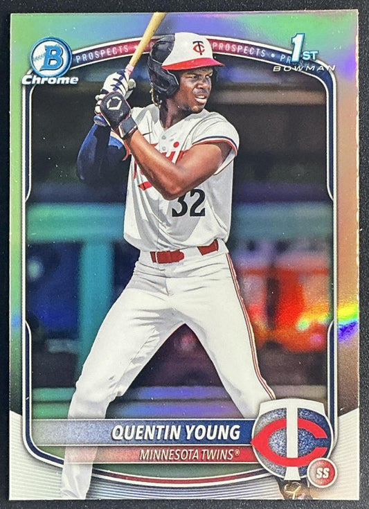 QUENTIN YOUNG 2025 BOWMAN DRAFT #BDC-92 CHROME REFRACTOR 1ST PROSPECT TWINS