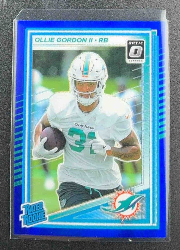 2025 Panini Donruss Optic Ollie Gordon II #218 Rated Rookie Blue Hyper Prizm