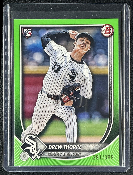 DREW THORPE 2025 BOWMAN #8 NEON GREEN BORDER 291/399 RC WHITE SOX