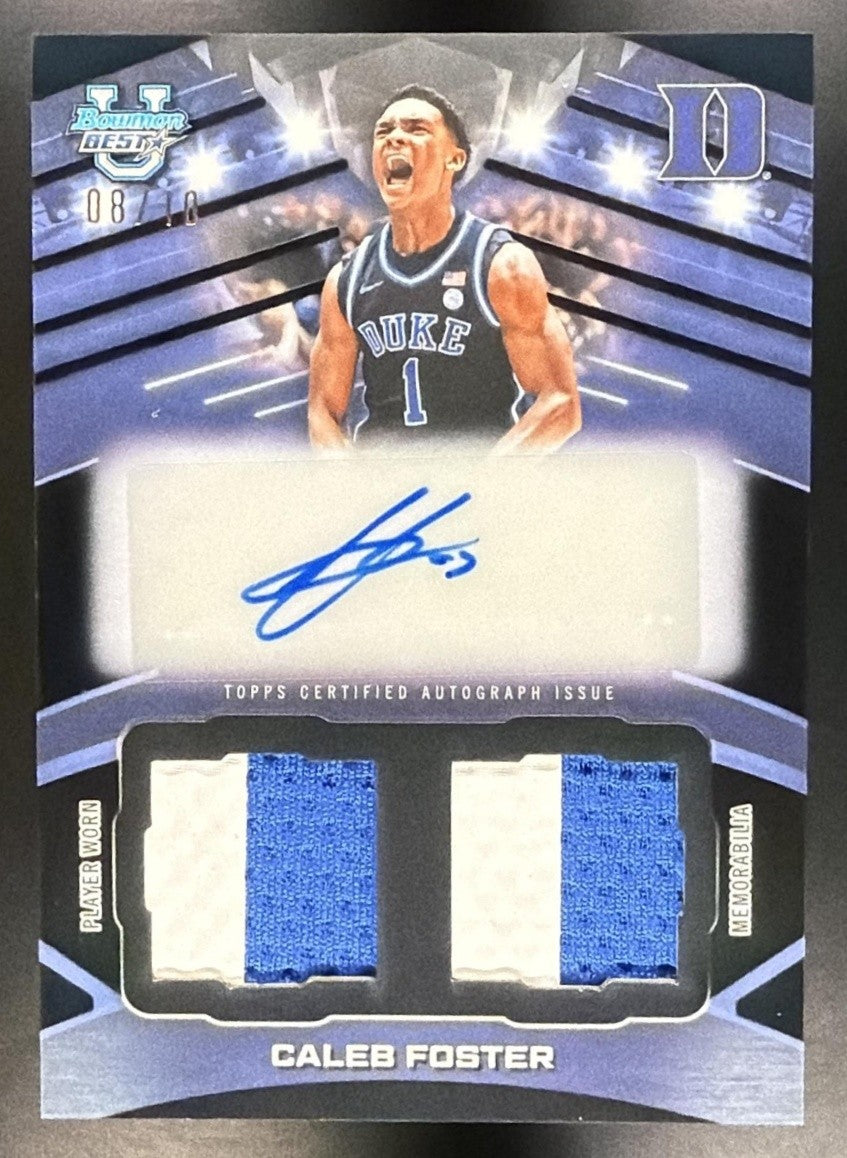 2025 Bowman Best University Caleb Foster Prospect Dual Relic Auto Black /10