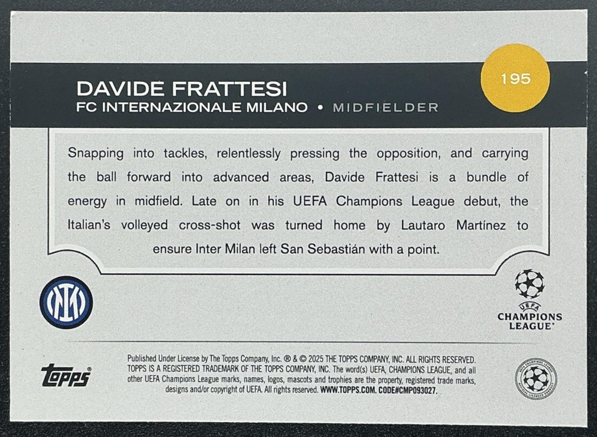DAVIDE FRATTESI 2024-25 TOPPS UEFA CLUB COMPETITIONS #195 INTER