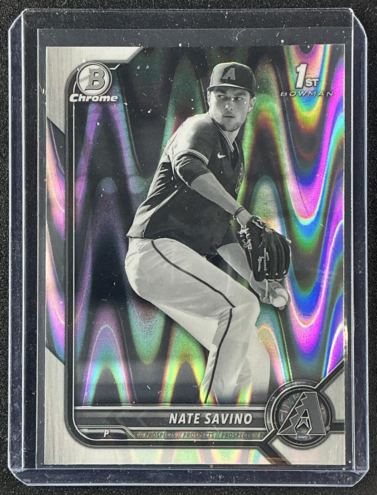 2022 Bowman Draft Nate Savino Chrome Black & White RayWave Refractor 1st