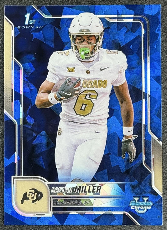 DRELON MILLER 2025 BOWMAN CHROME UNIVERSITY SAPPHIRE #103 1ST PROSPECT BUFFALOES