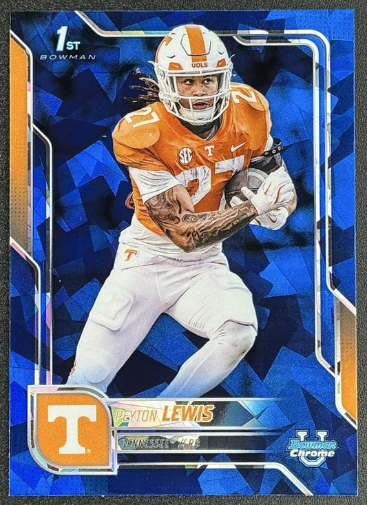 PEYTON LEWIS 2025 BOWMAN CHROME UNIVERSITY SAPPHIRE #97 1ST PROSPECT VOLUNTEERS
