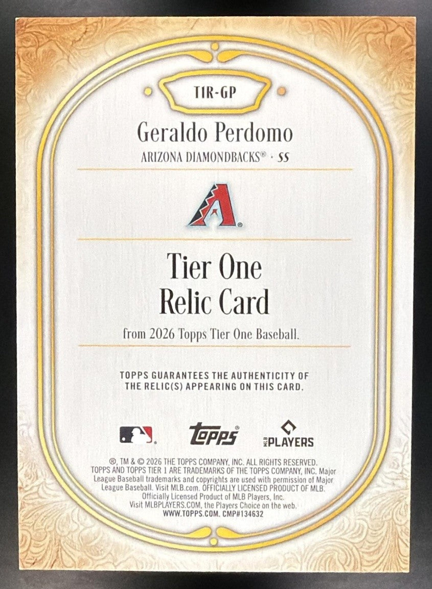 2026 Topps Tier One Geraldo Perdomo #T1R-GP Relic Purple Foil /149 MEM