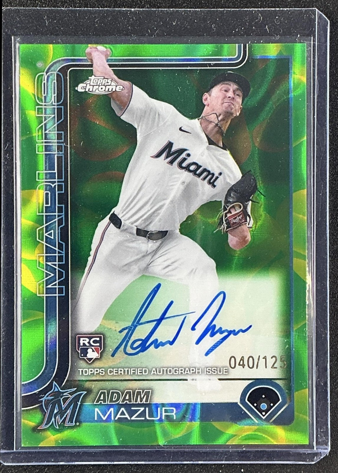 2025 Topps Chrome Update Adam Mazur Rookie Lava Lamp Auto Green Yellow /125 RC