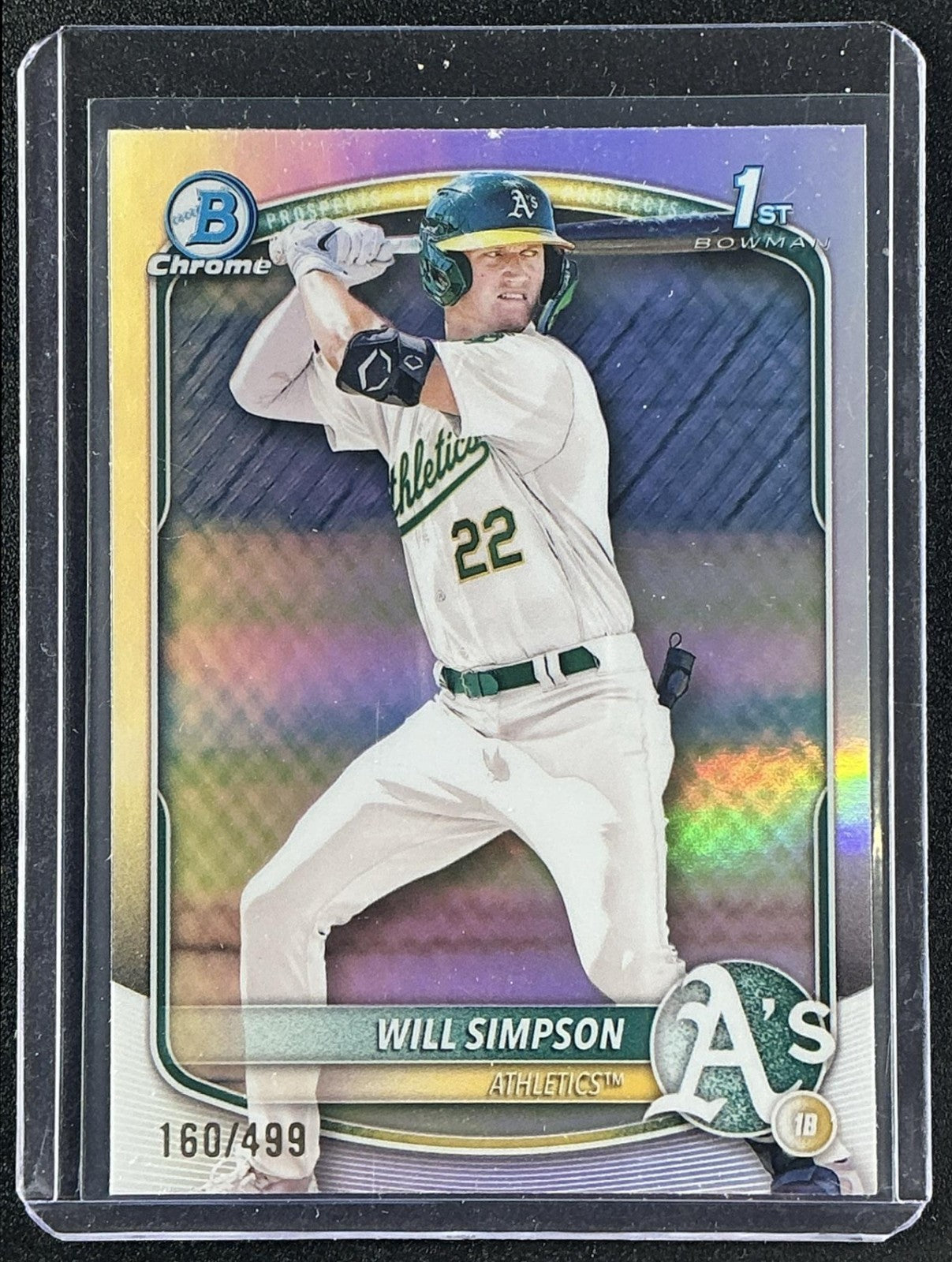 WILL SIMPSON 2025 BOWMAN #BCP-35 CHROME REFRACTOR 160/499 1ST PROSPECT ATHLETICS