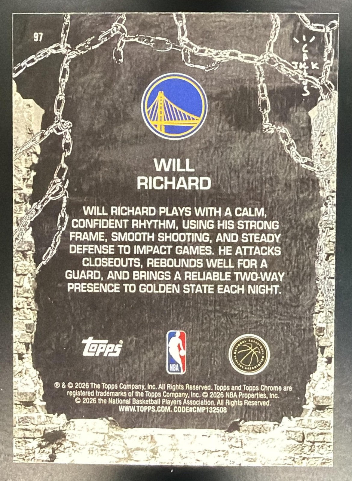 WILL RICHARD 2025-26 TOPPS CHROME X CACTUS JACK #97 RC WARRIORS