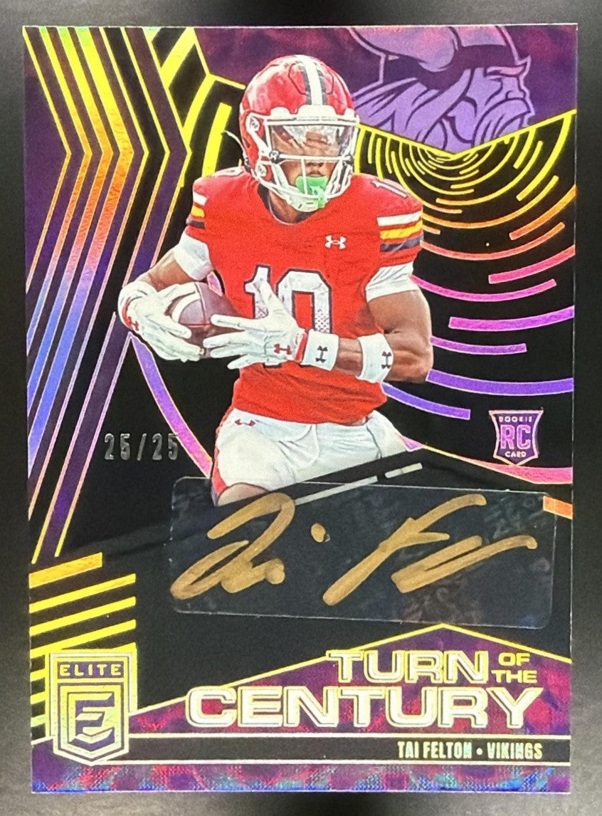 2025 Donruss Elite Tai Felton Turn of the Century Auto Black Gold FOTL /25 RC
