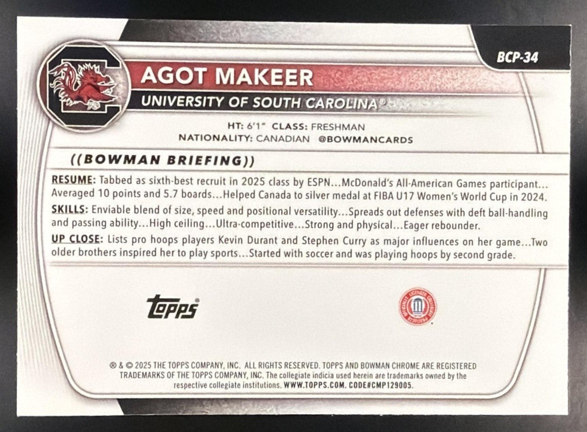 2025 Bowman Agot Makeer #BCP-34 Chrome Lava Refractor /399 1st Prospect