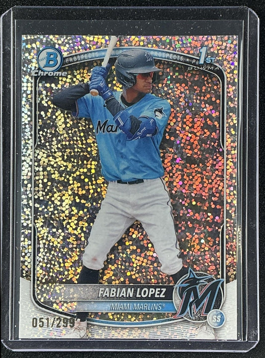 2025 Bowman Fabian Lopez #BCP-19 Chrome Speckle Refractor /299 1st Prospect