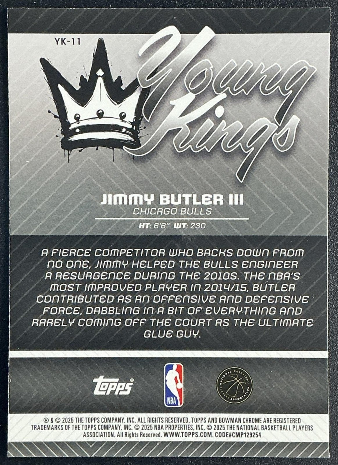 JIMMY BUTLER III 2025-26 BOWMAN #YK-11 CHROME YOUNG KINGS BULLS