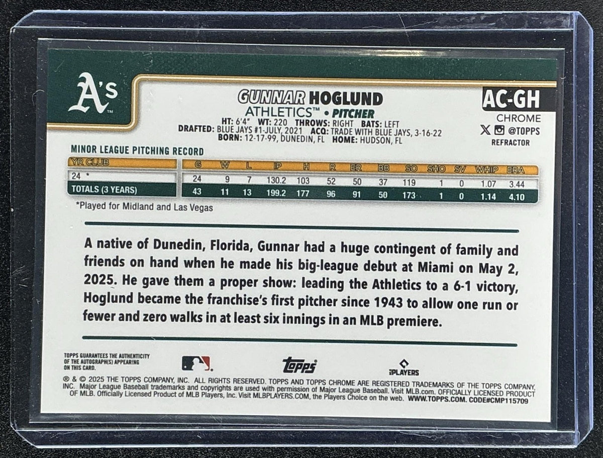 2025 Topps Chrome Update Gunnar Hoglund #AC-GH Auto Refractor /499 RC
