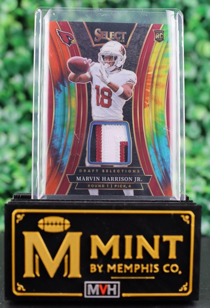MARVIN HARRISON JR 2024 SELECT RC 3 COLOR PATCH TIE-DYE /25 SSP CARDINALS