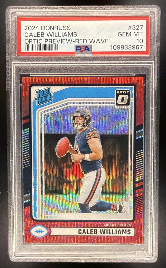 2024 Donruss Caleb Williams #327 Optic Rated Rookie Preview Red Wave PSA 10