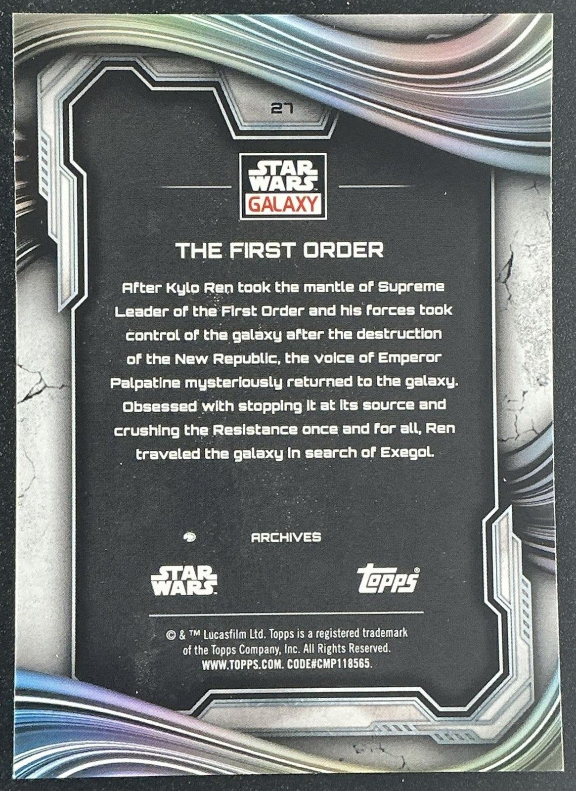 THE FIRST ORDER 2025 TOPPS CHROME STAR WARS GALAXY #27