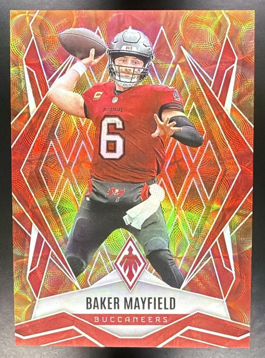 BAKER MAYFIELD 2025 PANINI PHOENIX #128 FIRE BURST PRIZM /350 BUCCANEERS