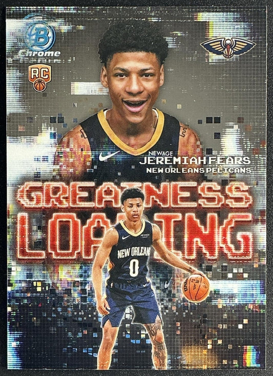 JEREMIAH FEARS 2025-26 BOWMAN #GL-7 CHROME GREATNESS LOADING RC PELICANS