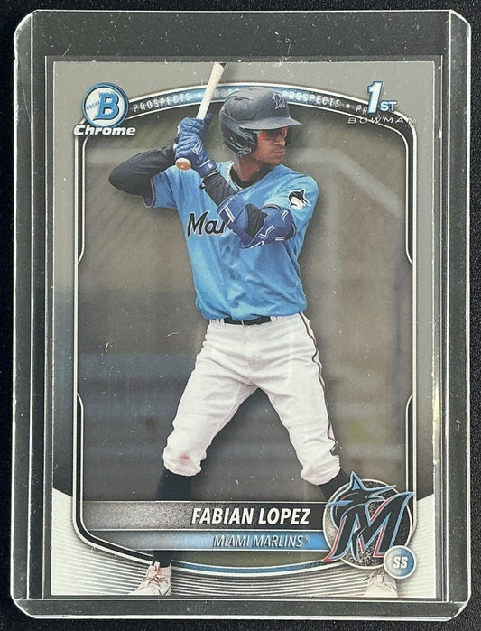 FABIAN LOPEZ 2025 BOWMAN #BCP-19 CHROME 1ST PROSPECT MARLINS