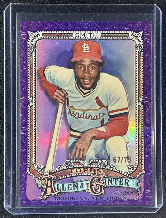 2025 Topps Allen & Ginter Ozzie Smith #58 Chrome Purple Refractor /75