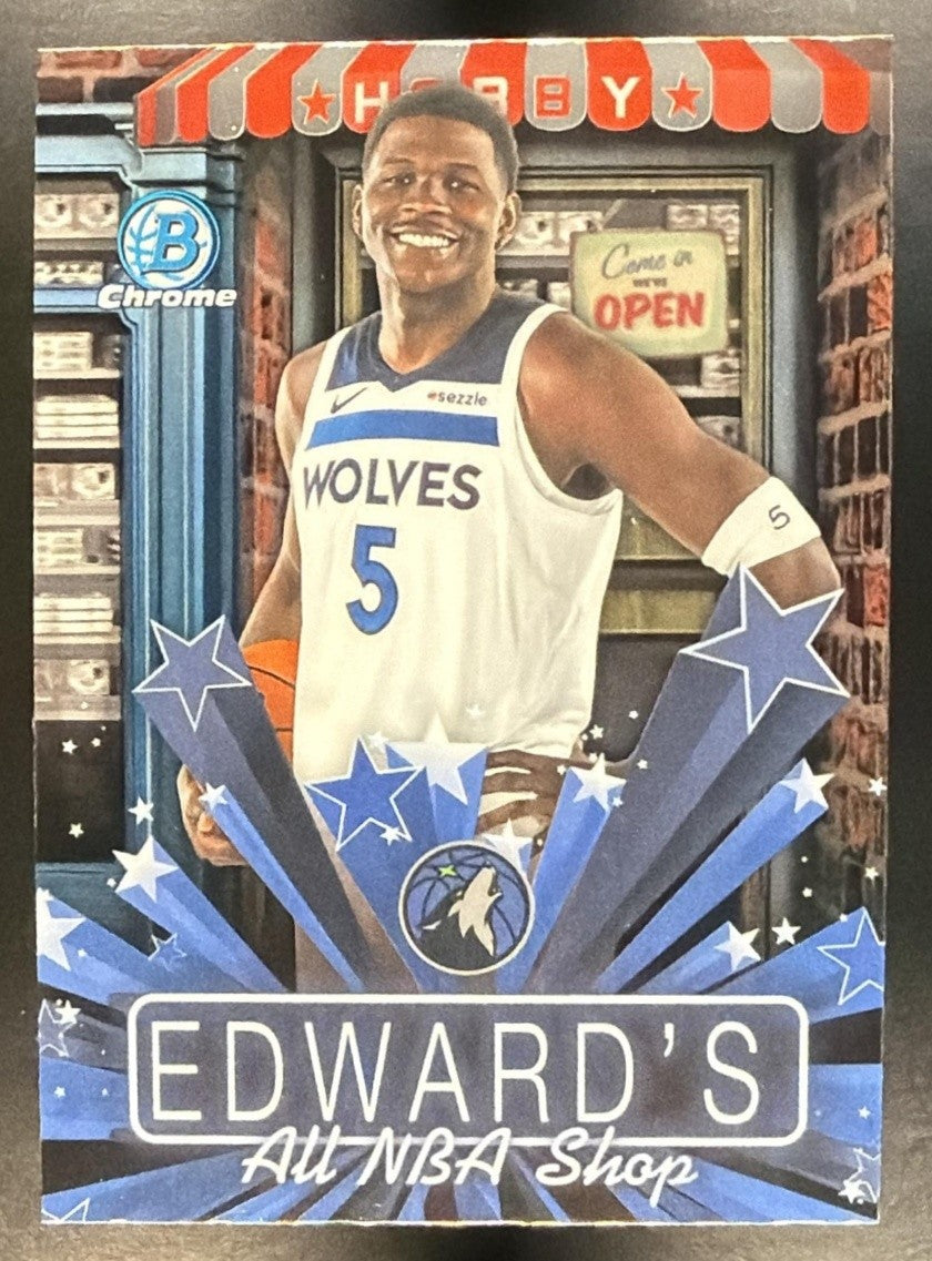 ANTHONY EDWARDS 2025-26 BOWMAN #HS-14 CHROME HOBBY STARS TIMBERWOLVES