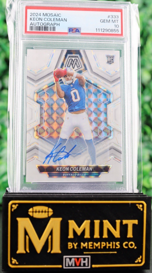 Keon Coleman 2024 Mosaic White Auto RC #333 PSA 10 Rookie Buffalo Bills SP