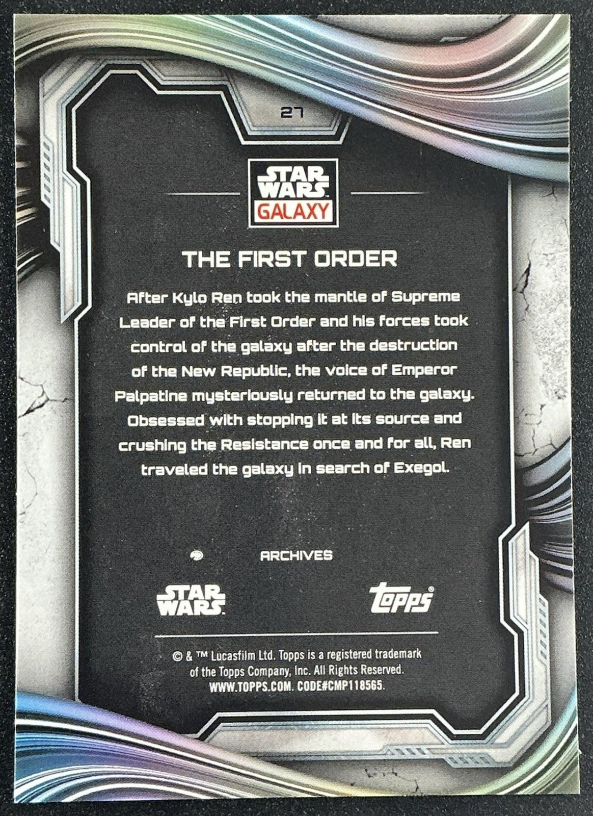 THE FIRST ORDER 2025 TOPPS CHROME STAR WARS GALAXY #27