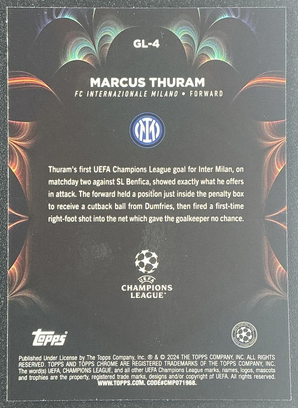 2023 Topps Chrome Marcus Thuram #GL-4 Golazo Gold Lava Refractor