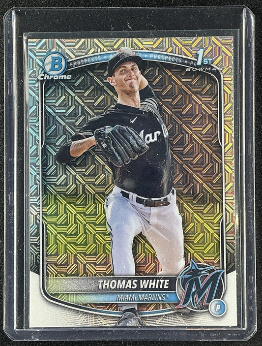 THOMAS WHITE 2025 BOWMAN #BCP-69 CHROME MEGA BOX REFRACTOR 1ST PROSPECT MARLINS