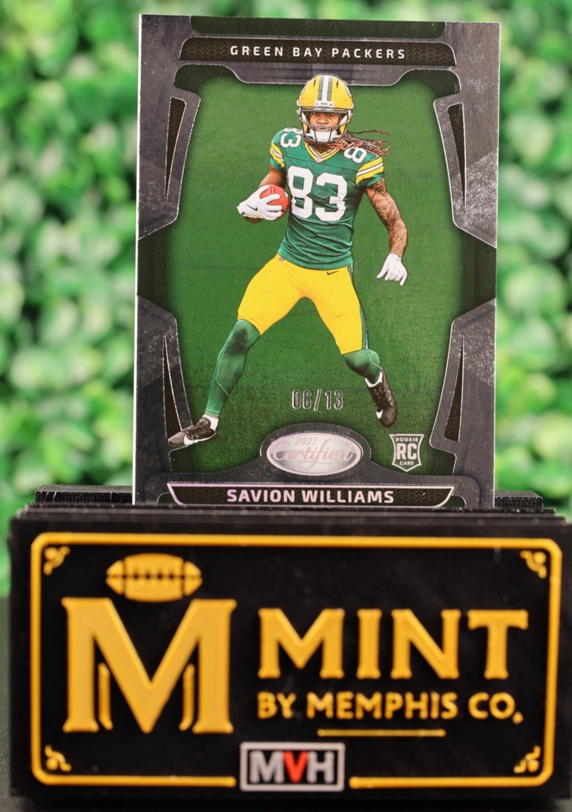 SAVION WILLIAMS 2025 PANINI CERTIFIED MIRROR SILVER FOTL /13 RC SSP PACKERS