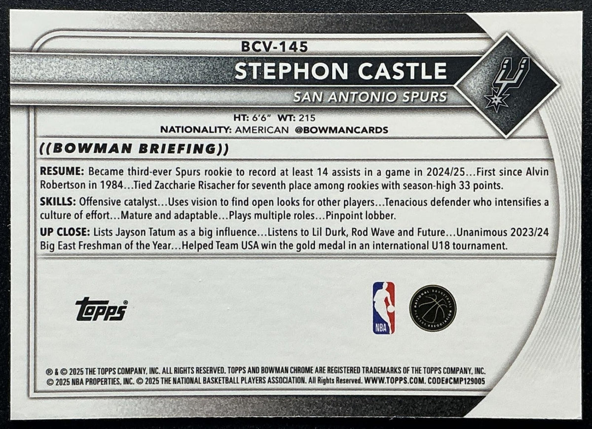 STEPHON CASTLE 2025-26 BOWMAN #BCV-145 CHROME MOJO REFRACTOR SPURS