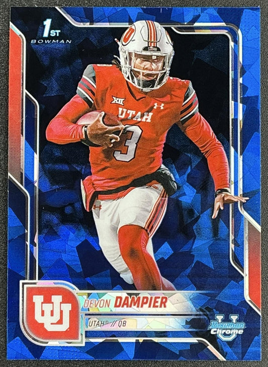 DEVON DAMPIER 2025 BOWMAN CHROME UNIVERSITY SAPPHIRE #3 1ST PROSPECT UTES