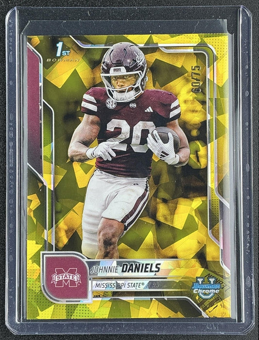 2025 Bowman Chrome University Sapphire Johnnie Daniels #148 Yellow /75 1st