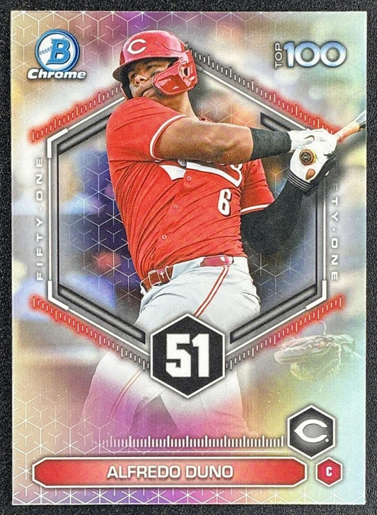 ALFREDO DUNO 2026 BOWMAN #BTP-51 SCOUTS TOP 100 CHROME REDS