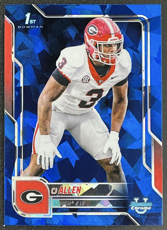 CJ ALLEN 2025 BOWMAN CHROME UNIVERSITY SAPPHIRE #140 1ST PROSPECT BULLDOGS