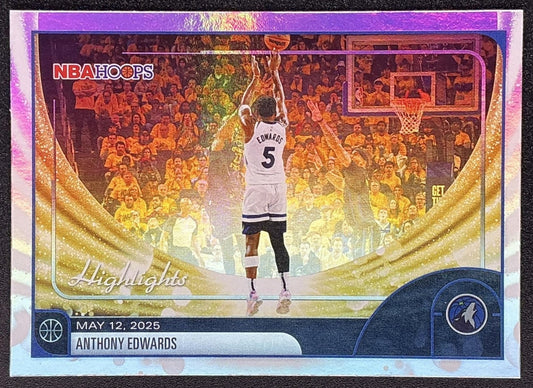 2025 Topps Hoops Anthony Edwards #270 Rainbow Foil Season Highlight