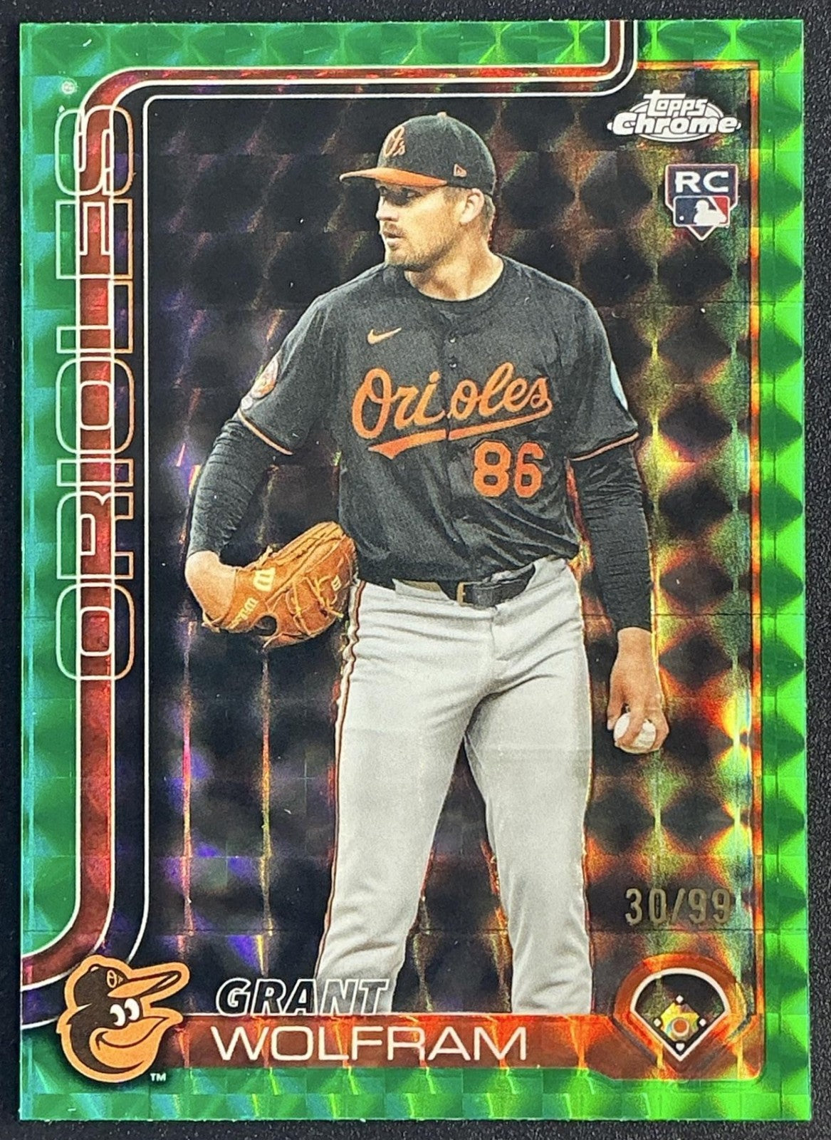 2025 Topps Chrome Update Grant Wolfram #USC31 Green Geometric Refractor /99 RC