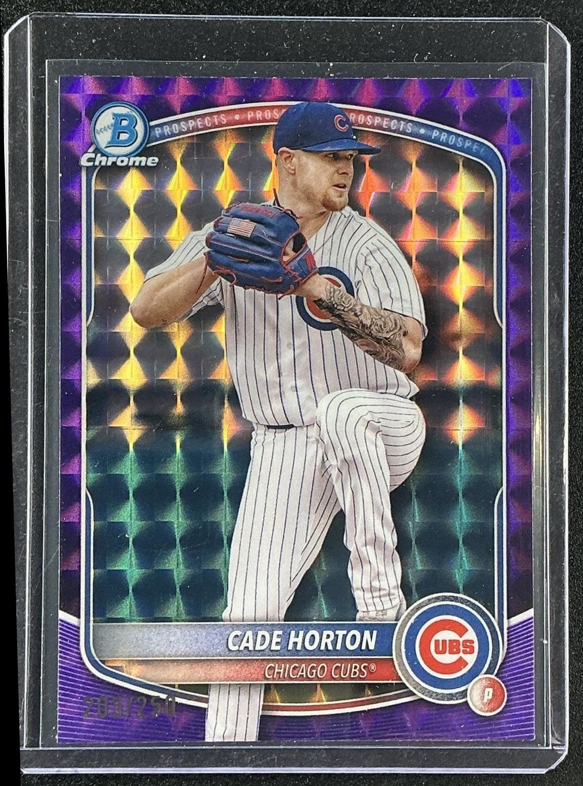 2025 Bowman Cade Horton #BCP-10 Chrome Prospects Purple Geometric Refractor /250
