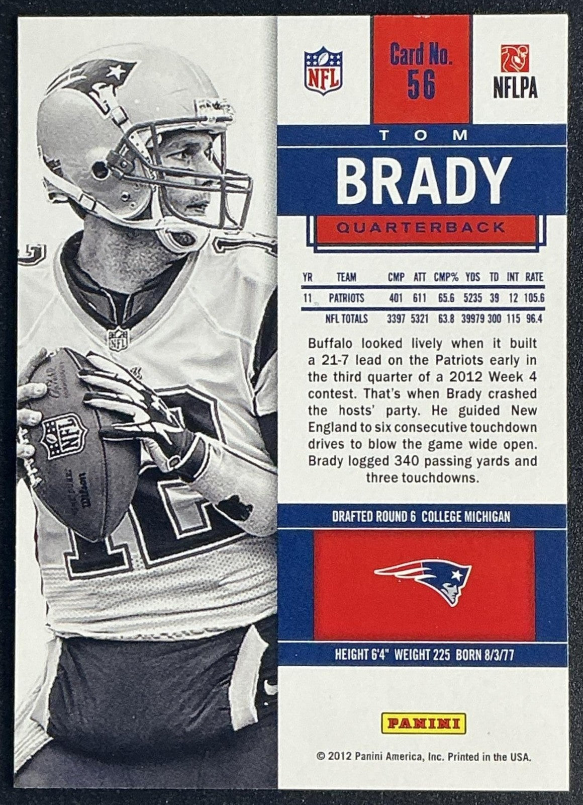TOM BRADY 2012 PANINI CONTENDERS #56 SEASON TICKET PATRIOTS
