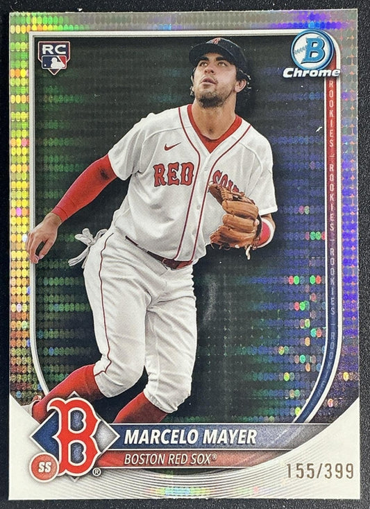 MARCELO MAYER 2025 BOWMAN CHROME #39 PULSAR REFRACTOR 155/399 RC RED SOX