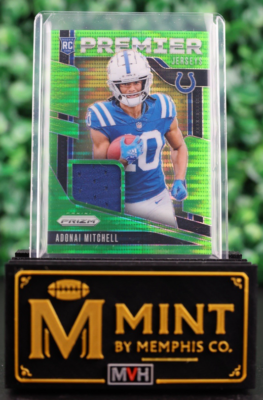 ADONAI MITCHELL 2024 PRIZM PREMIER JERSEYS #PJ-AML NEON GREEN PULSAR RC COLTS