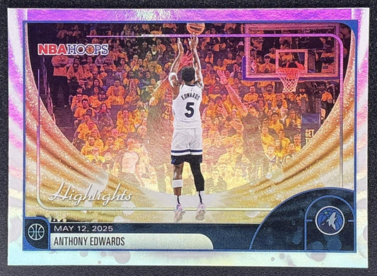 2025 Topps Hoops Anthony Edwards #270 Rainbow Foil Season Highlight