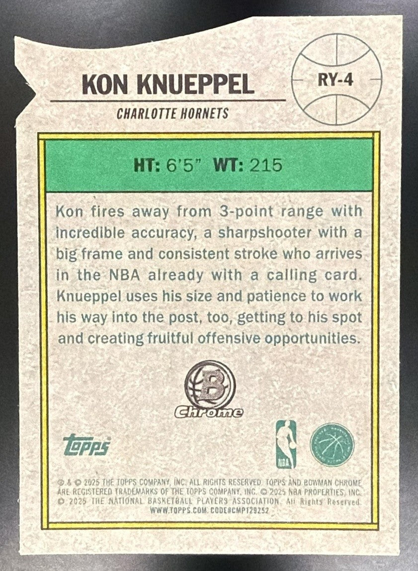 KON KNUEPPEL 2025-26 BOWMAN #RY-4 ROY FAVORITES CHROME RC HORNETS