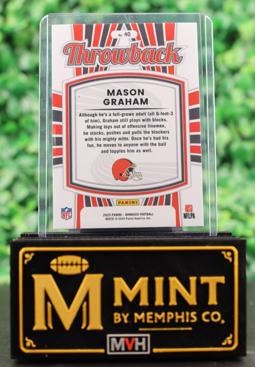 MASON GRAHAM 2025 PANINI DONRUSS THROWBACK RATED ROOKIE RC #40 CLEVELAND BROWNS