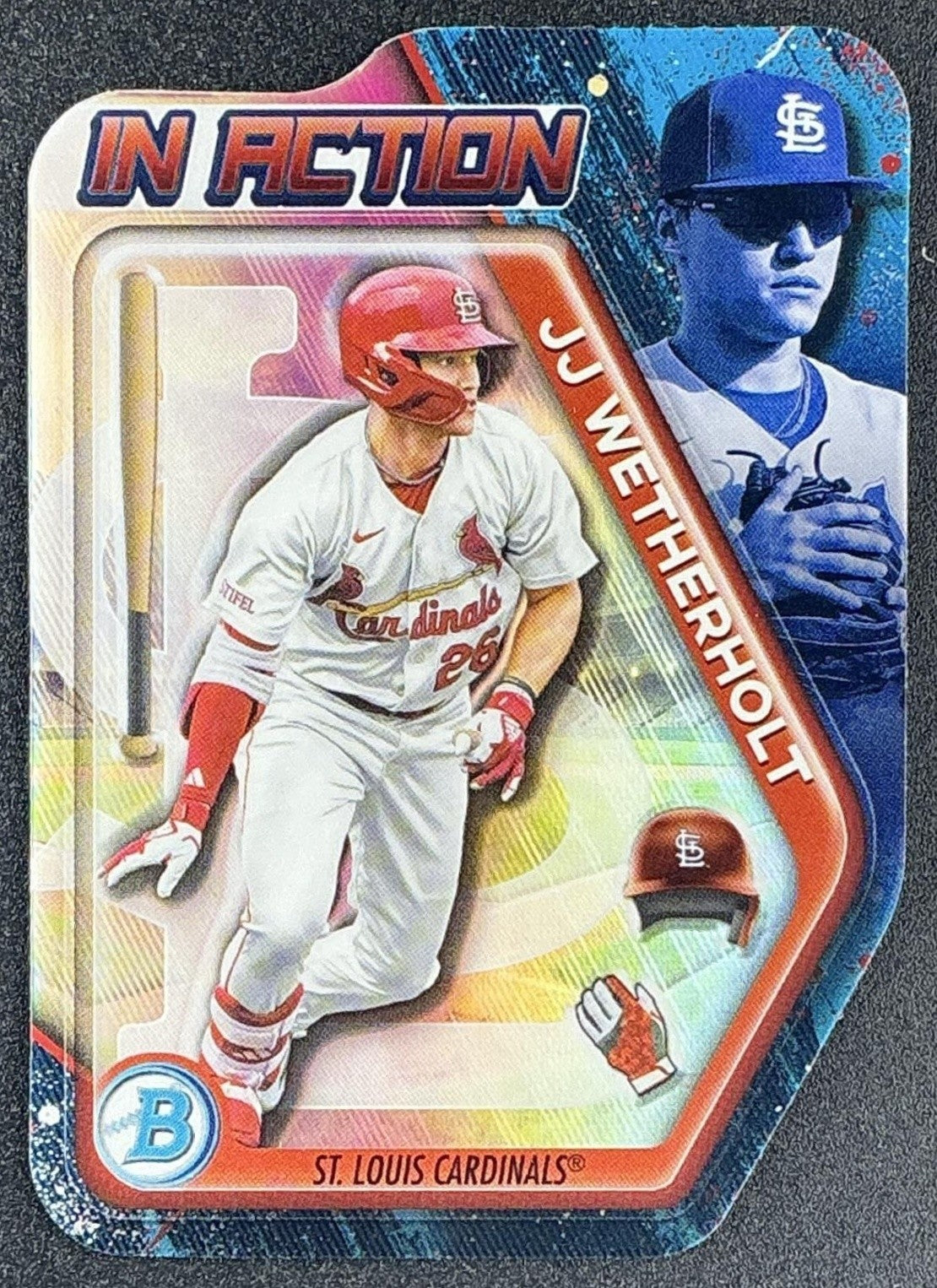 JJ WETHERHOLT 2025 BOWMAN DRAFT #BIA-25 IN ACTION CARDINALS