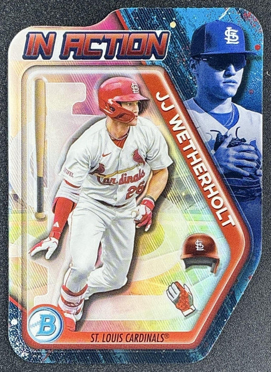 JJ WETHERHOLT 2025 BOWMAN DRAFT #BIA-25 IN ACTION CARDINALS